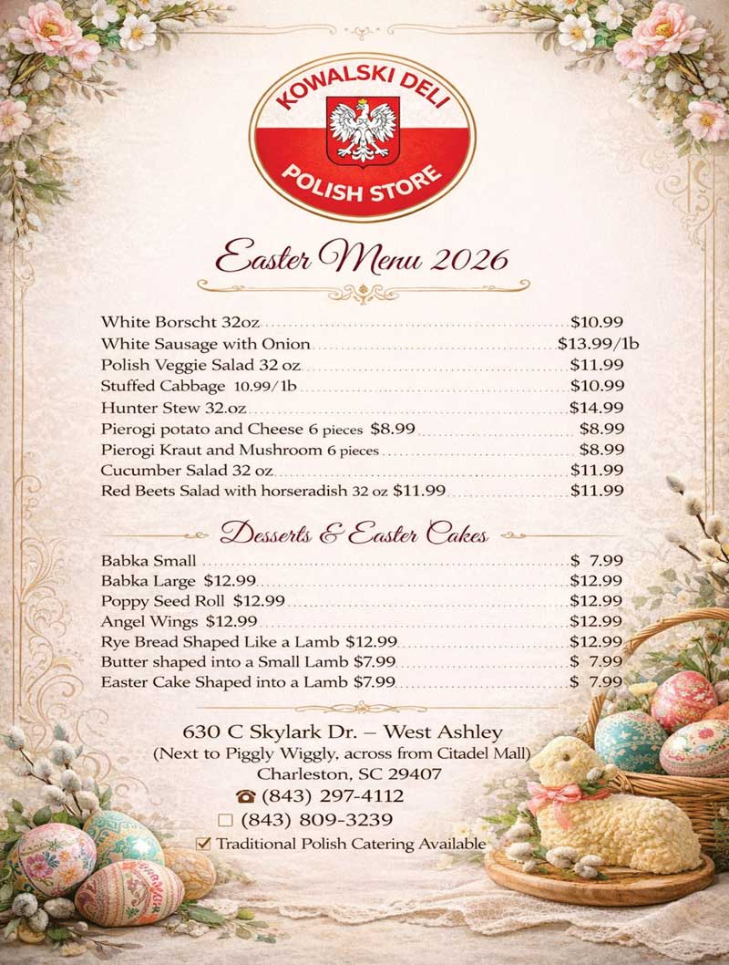 Easter 2026 Kowalski Deli Menu